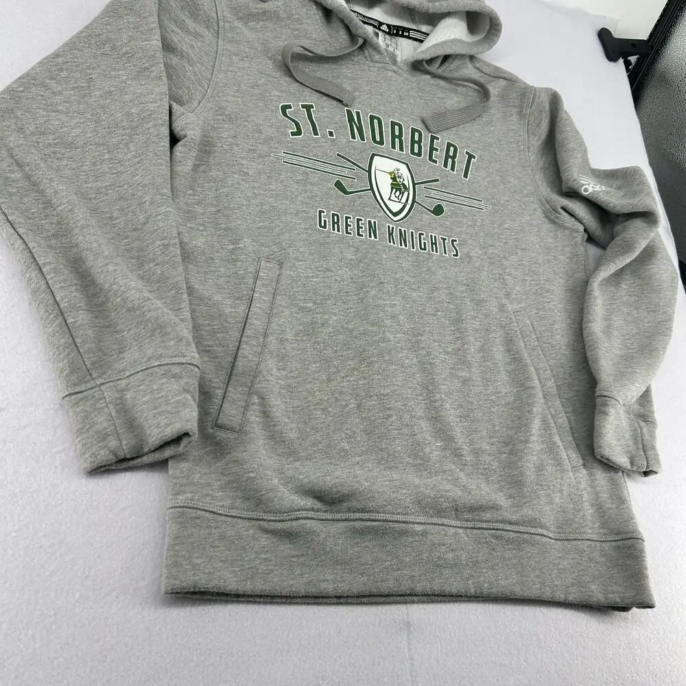 Men's Grey Green Adidas St. Norbert Green Knights Golf Hoodie Sweatshirt Sz S
